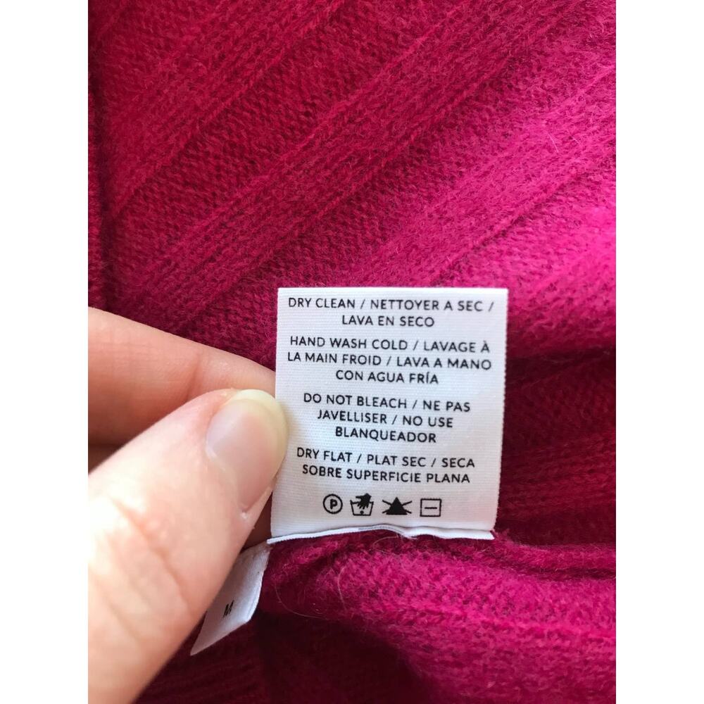 NAADAM Raspberry Pink Cashmere Ribbed Crew Neck Sweater Medium - Picture 4 of 8